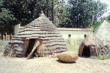 Replica of a Gebaza, a traditional Eritrean rural dwelling at the Expo area - Asmara Eritrea.